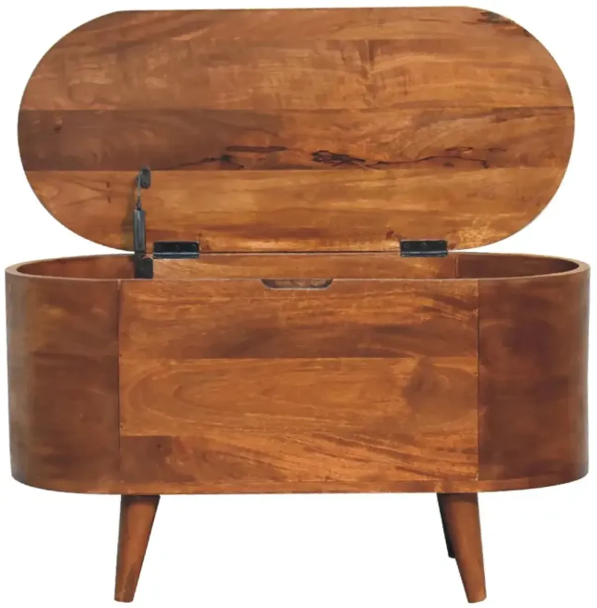 Solid Wood Chestnut Rounded Lid up Blanket Box