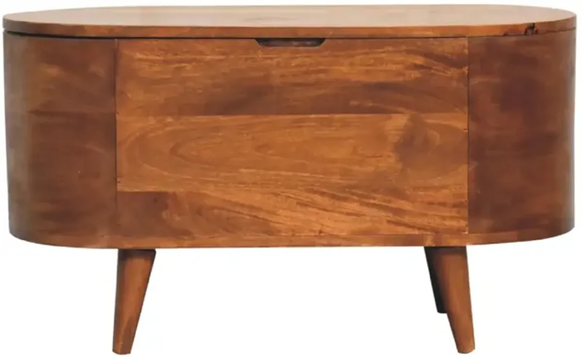 Solid Wood Chestnut Rounded Lid up Blanket Box