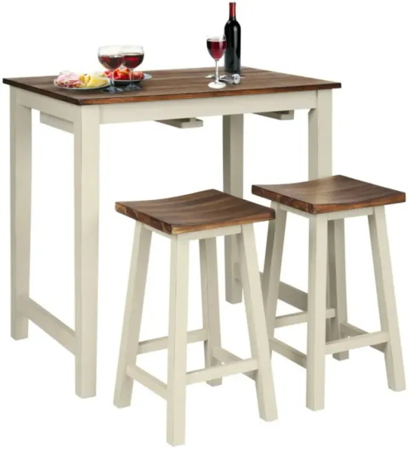 Counter Height Pub Table with 2 Saddle Bar Stools