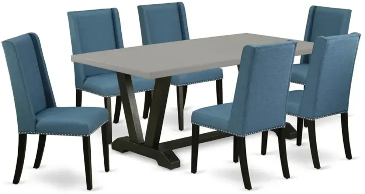 East West Furniture 7-Piece Kitchen Table Set - 6 Parson Chairs and Dinner Table Hardwood Structure