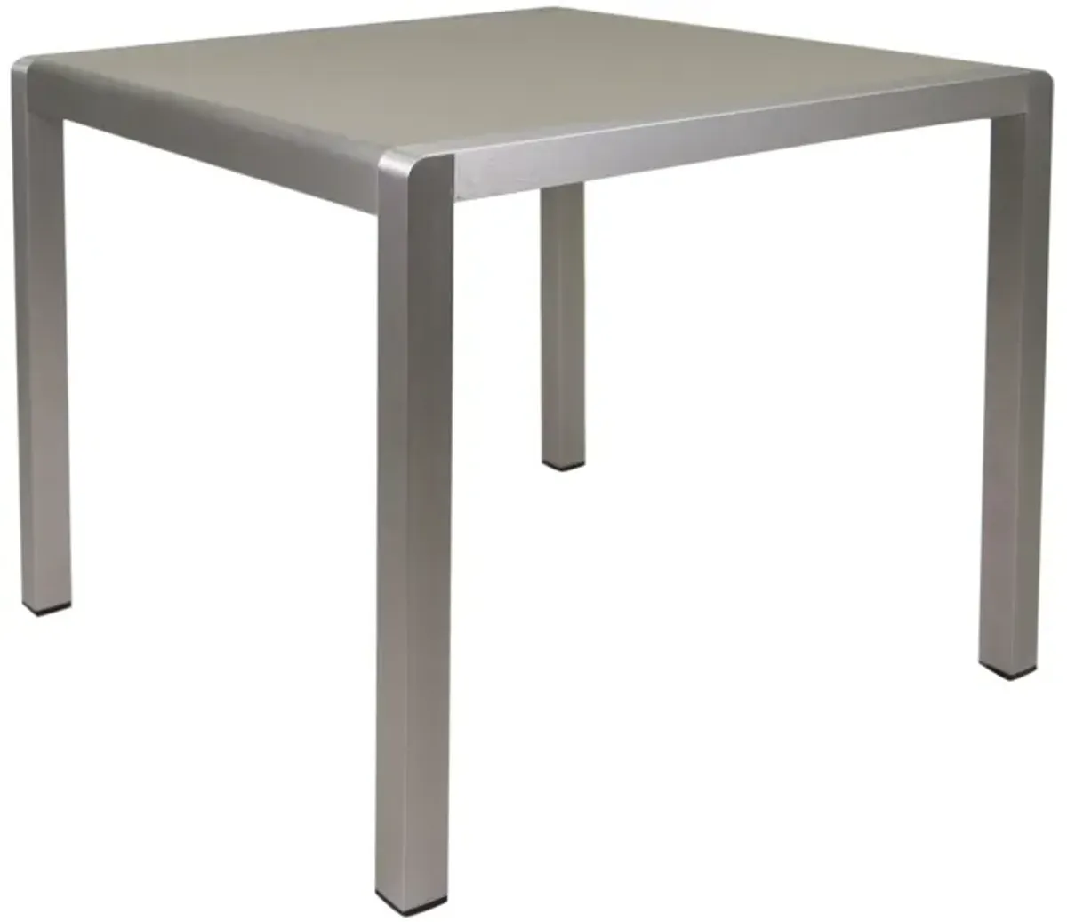 Kimi Outdoor Dining Table, Dark Gray Glass Top, Metal Frame, Square 35 Inch - Benzara