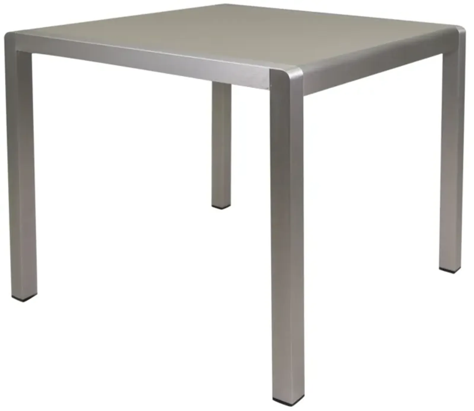 Kimi Outdoor Dining Table, Dark Gray Glass Top, Metal Frame, Square 35 Inch - Benzara