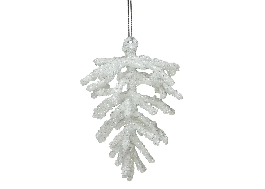 5" White and Silver Glitter Pine Cone Christmas Ornament