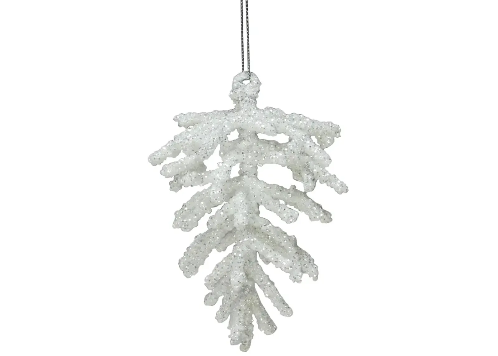 5" White and Silver Glitter Pine Cone Christmas Ornament