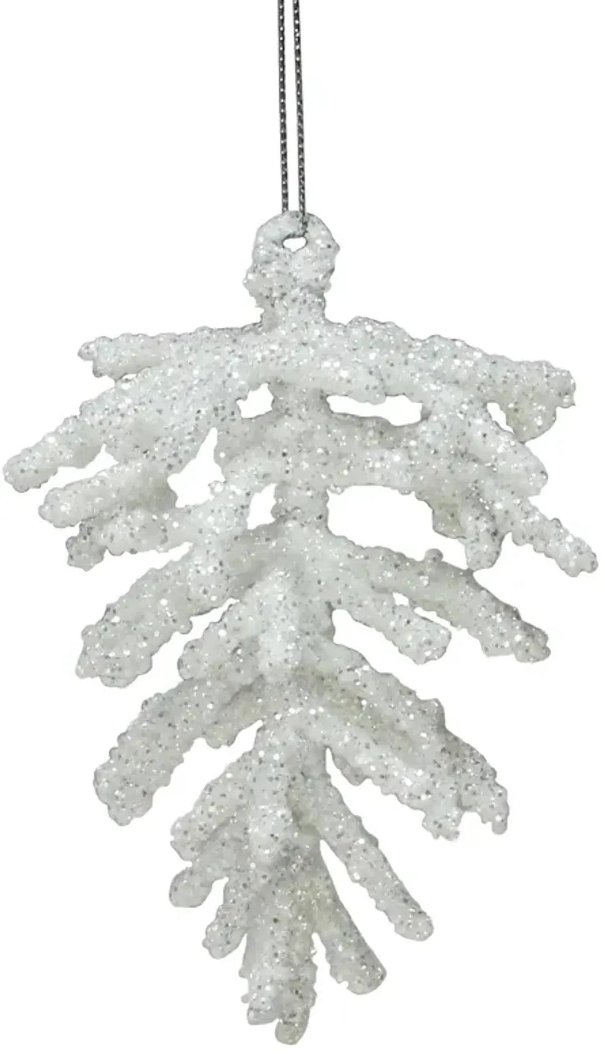 5" White and Silver Glitter Pine Cone Christmas Ornament