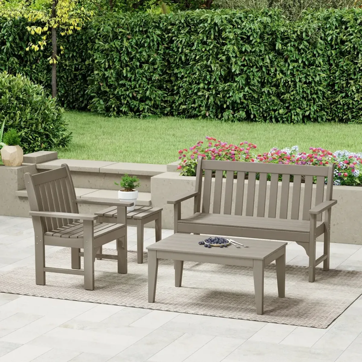 WestinTrends 4-Piece HDPE Outdoor Patio Furniture Couch Set