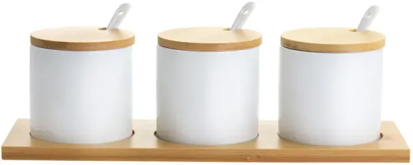 Gibson Elite Gracious Dining 10 Piece Fine Ceramic Condiment Jars Serving Set in White