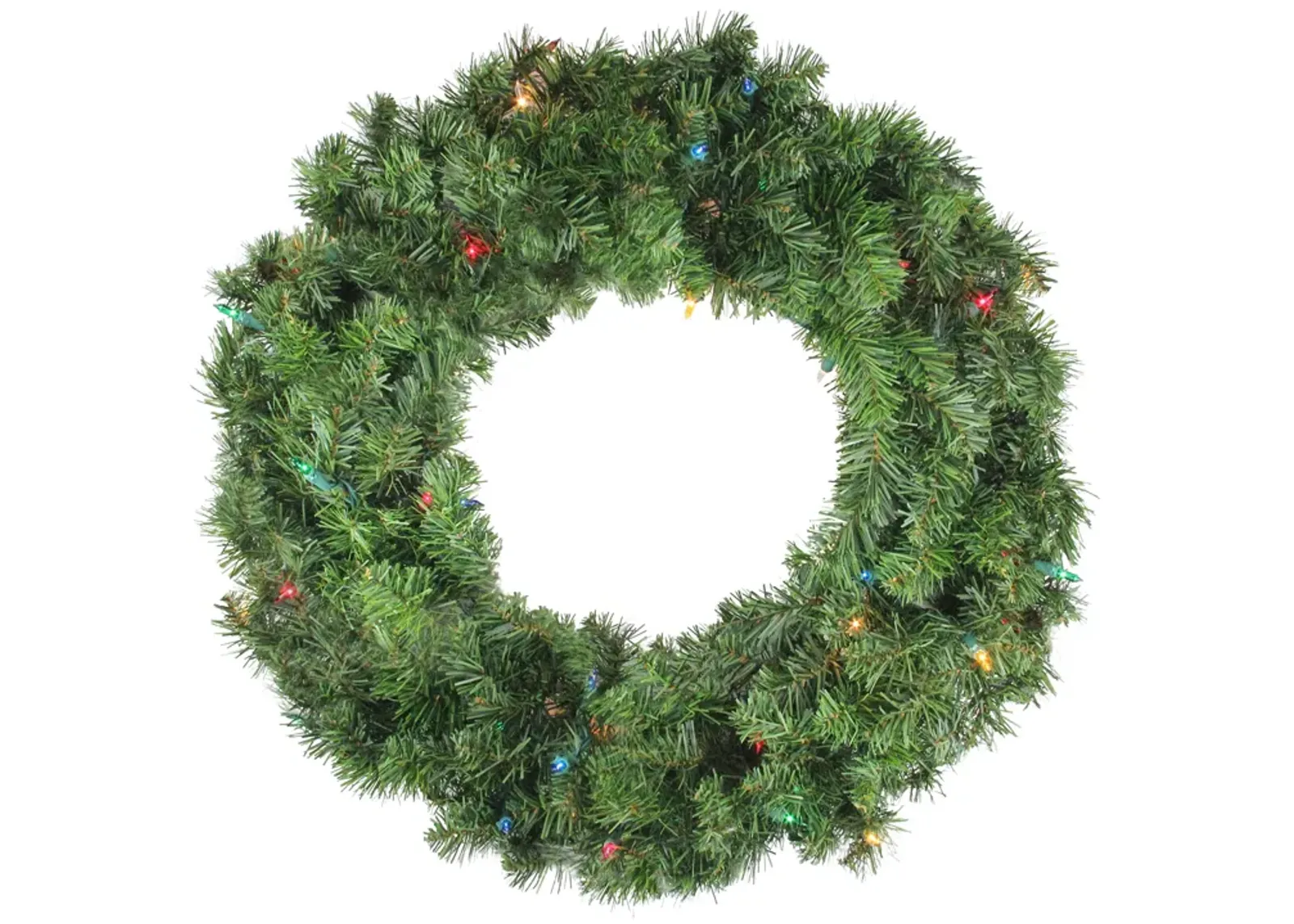 24" Pre-Lit Canadian Pine Artificial Christmas Wreath - Multi Lights