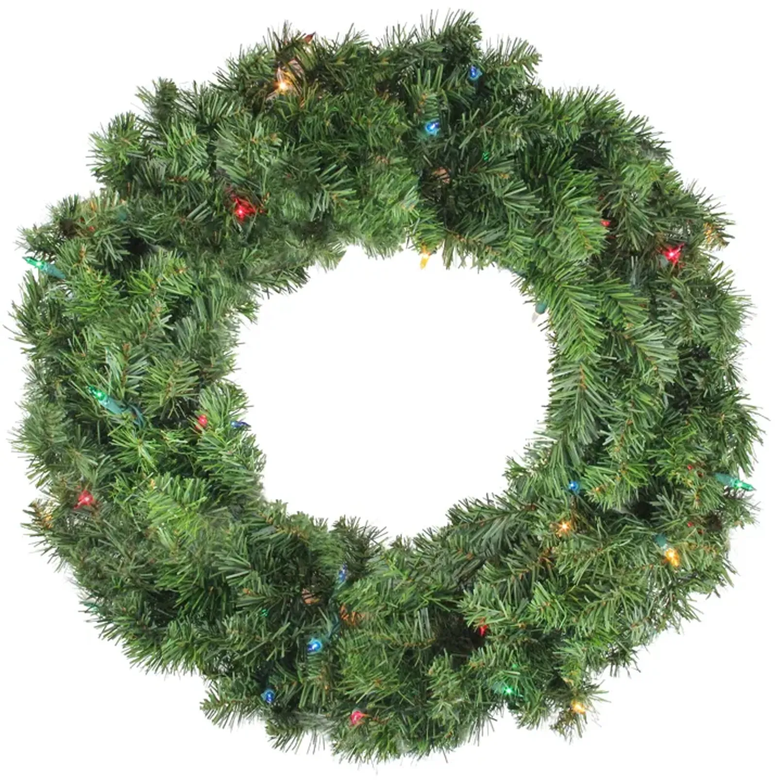 24" Pre-Lit Canadian Pine Artificial Christmas Wreath - Multi Lights