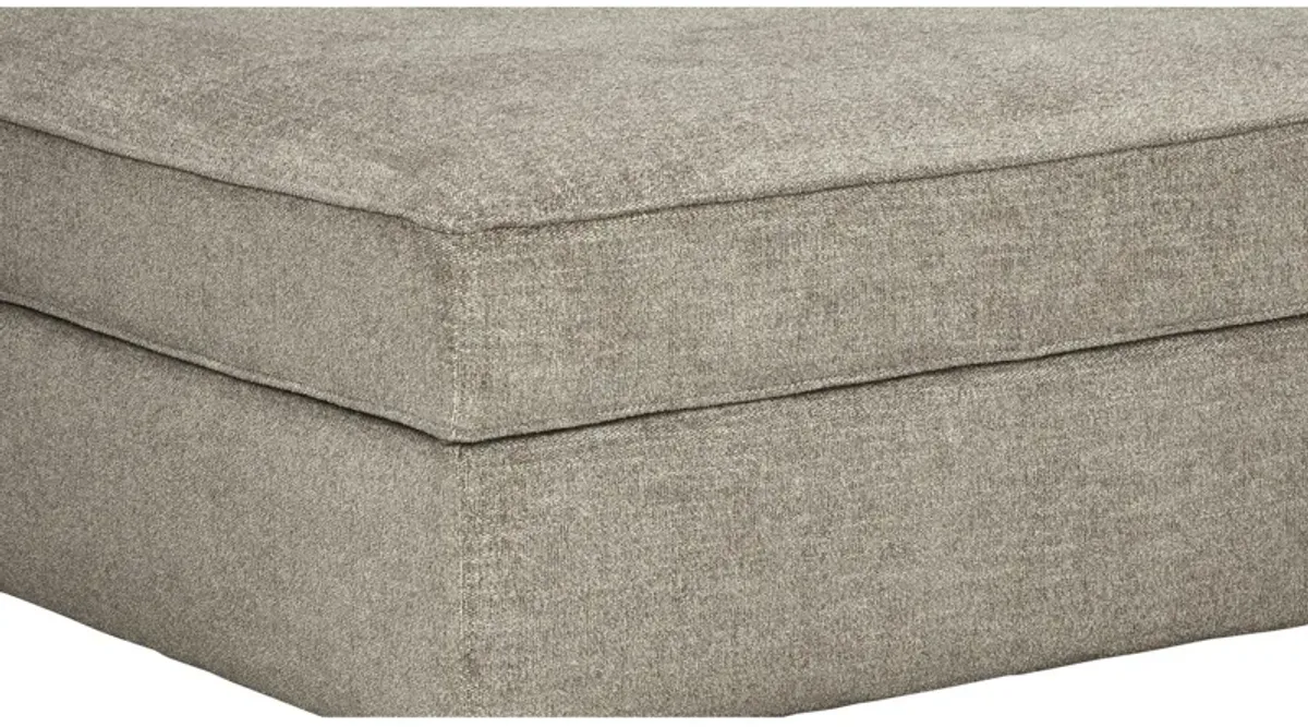 Wooden Ottoman with Hidden Storage and Tapered Block Legs, Gray - Benzara