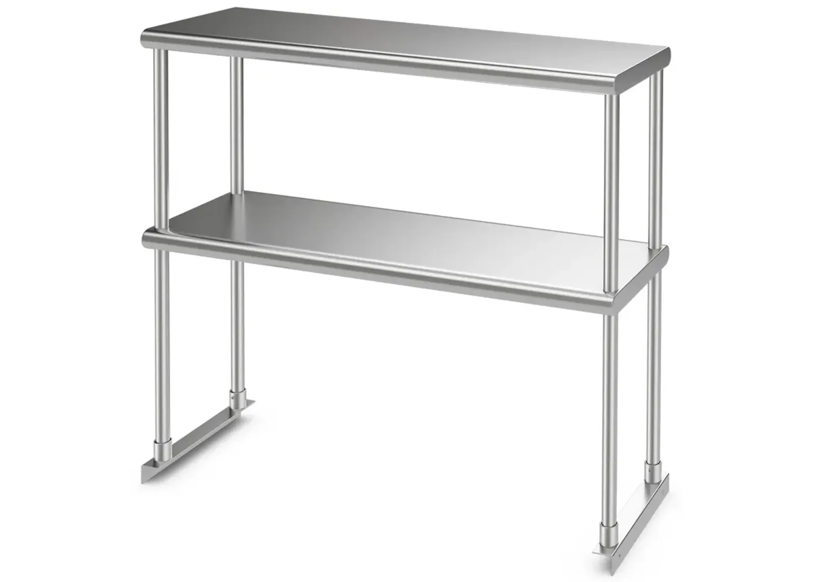 36 x 12 Inch Kitchen Stainless Steel Overshelf with Adjustable Lower Shelf