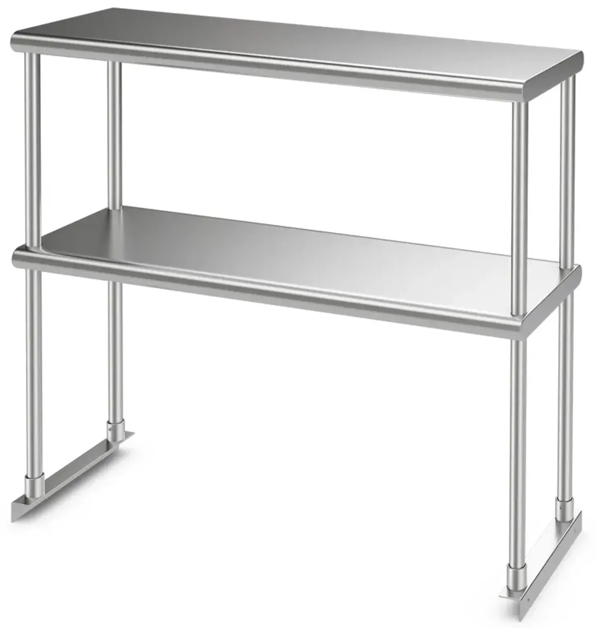 36 x 12 Inch Kitchen Stainless Steel Overshelf with Adjustable Lower Shelf