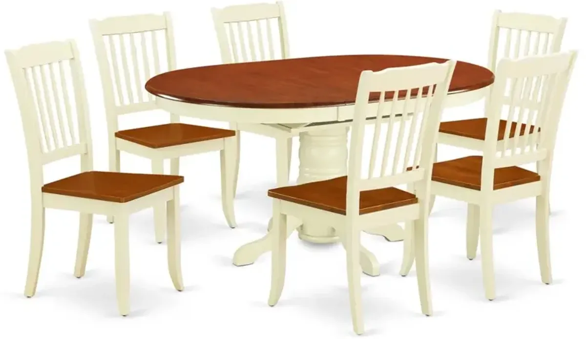 Dining Room Set Buttermilk & Cherry, KEDA7-BMK-W
