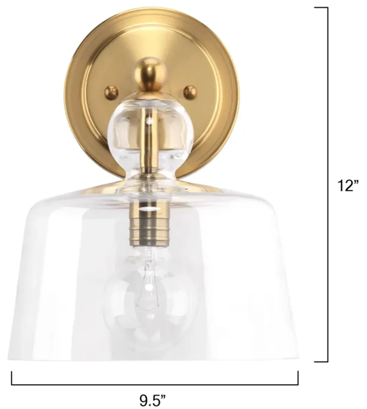 Hudson Glass Wall Sconce, Brass