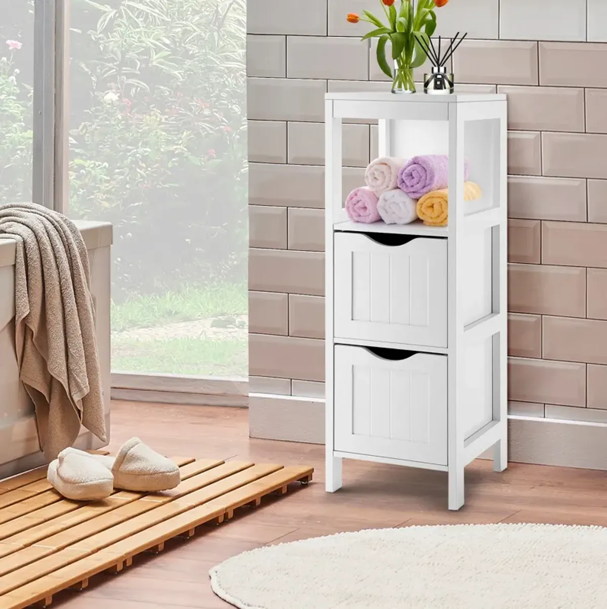 Freestanding Storage Cabinet with 2 Removable Drawers for Bathroom