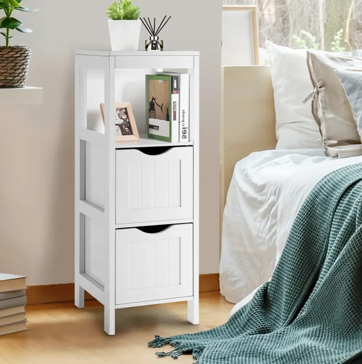 Freestanding Storage Cabinet with 2 Removable Drawers for Bathroom