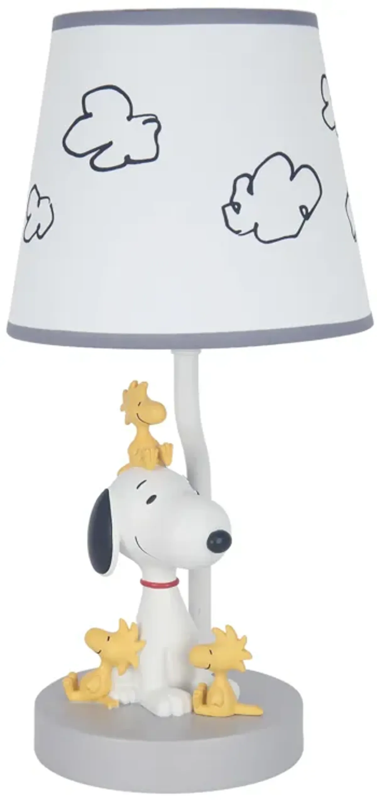 Lambs & Ivy Classic Snoopy & Friends White/Gray Nursery Lamp with Shade & Bulb