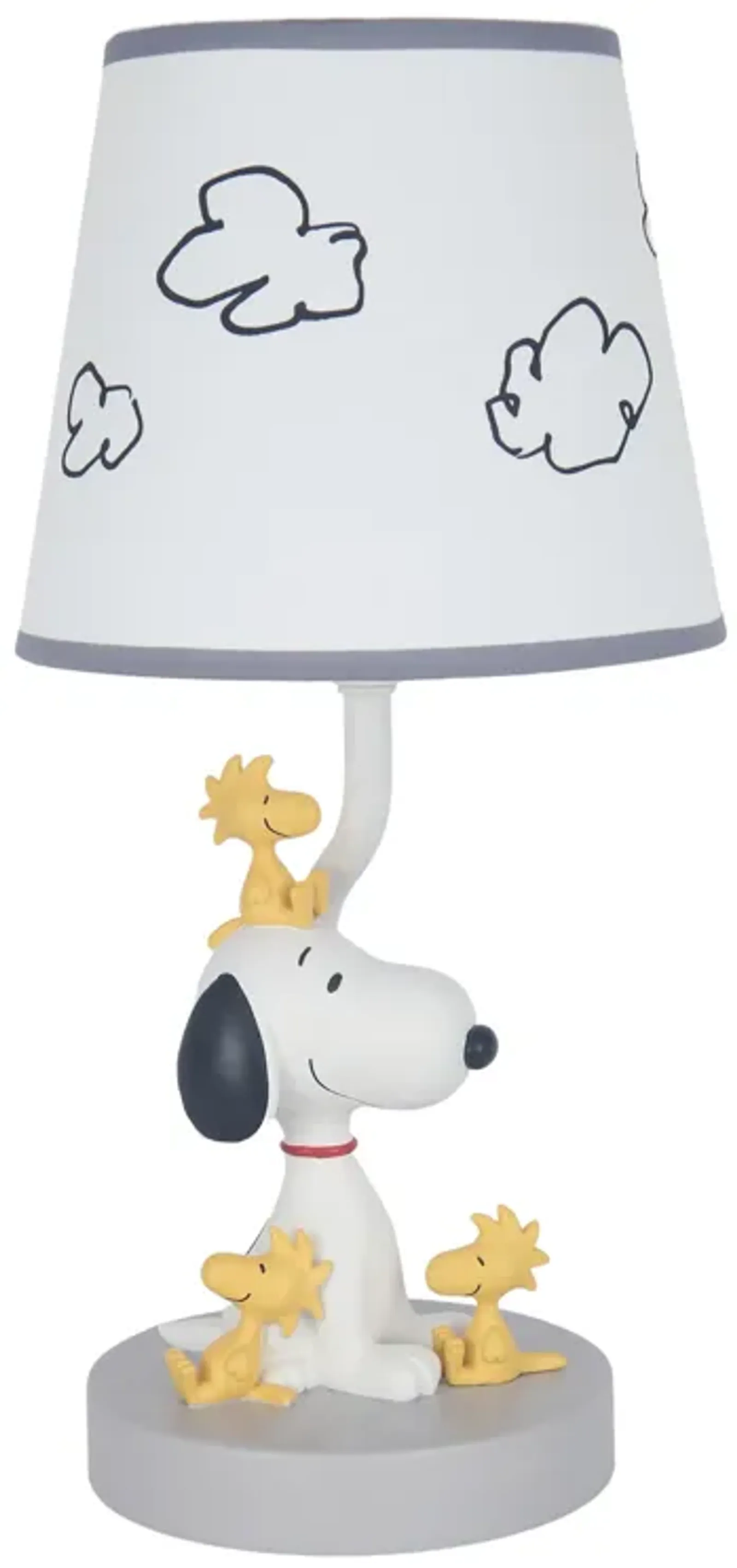 Lambs & Ivy Classic Snoopy & Friends White/Gray Nursery Lamp with Shade & Bulb