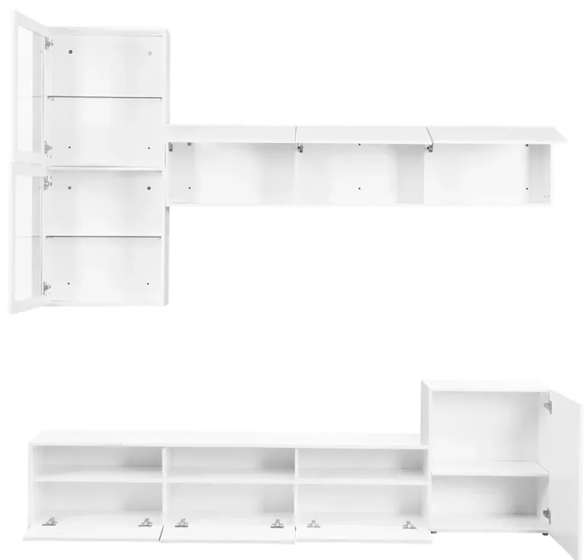 75" White TV Stand with Floating Wall Storage