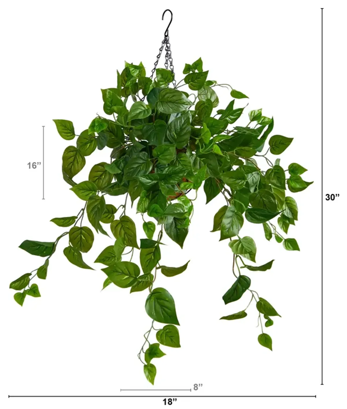 Hivvago 2.5" Philodendron Artificial Plant in Hanging Basket