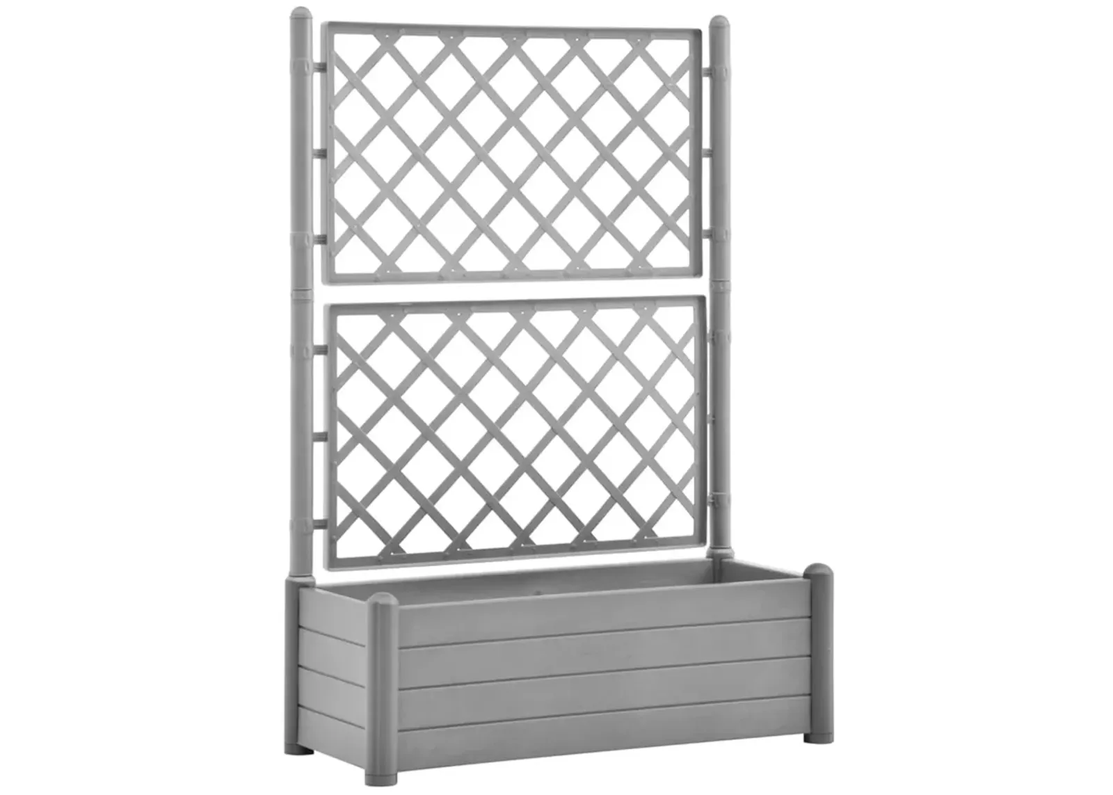 vidaXL Garden Planter with Trellis 39.4"x16.9"x55.9" PP Stone Gray