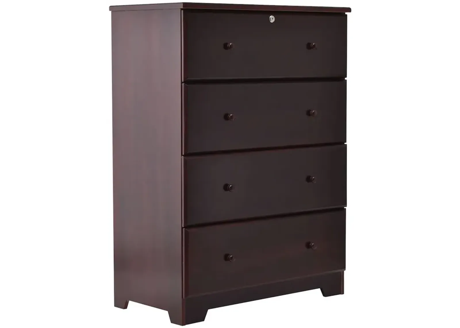 WPfurniture Isabela Collection Solid Pine Wood 4 Drawer Chest Dresser (Mahogany)