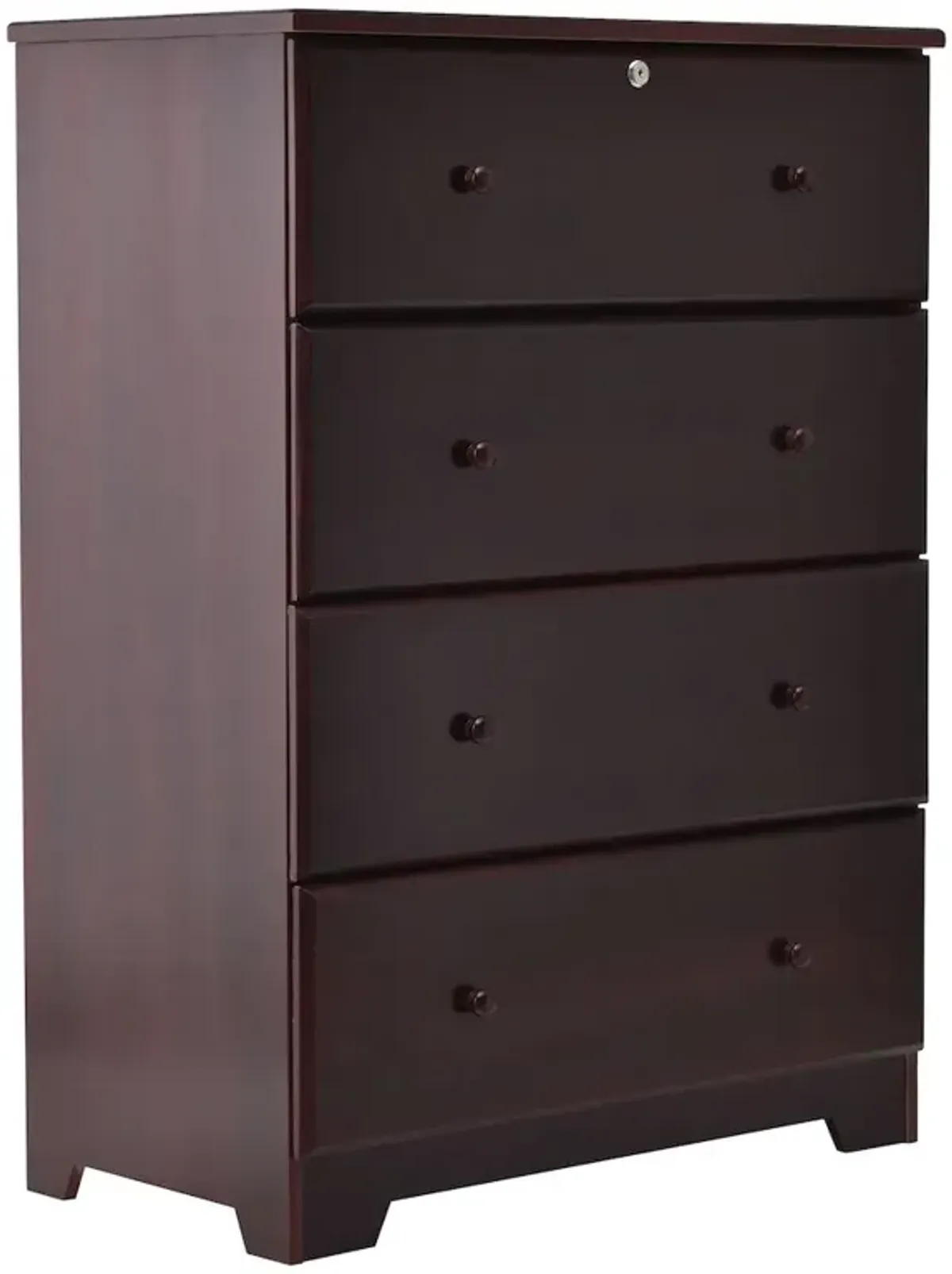 WPfurniture Isabela Collection Solid Pine Wood 4 Drawer Chest Dresser (Mahogany)