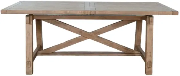 Anva Dining Table with Extendable Plank Top, 76-96 Inch Brown Mahogany - Benzara