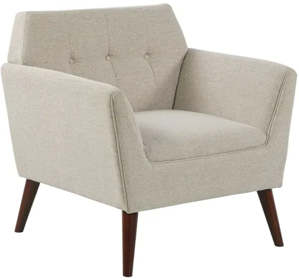 Light Grey Classic Chair: Traditional Button-Tufted Living Room Armchair