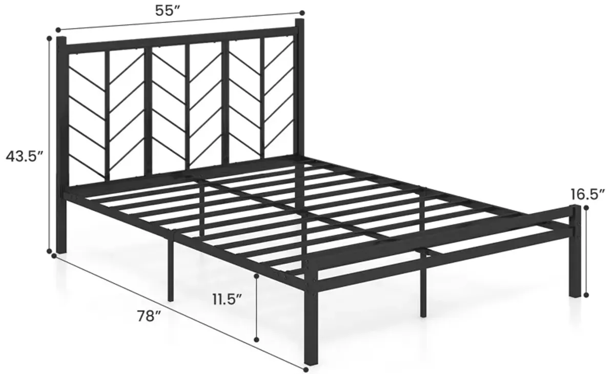 Metal Frame Platform Bed with Headboard, Sturdy and Stylish Design for Maximum Support and Comfort