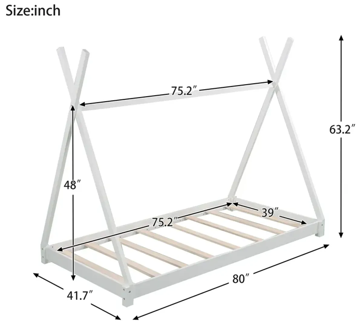 Merax Twin Size House Platform Bed with Triangle tructure