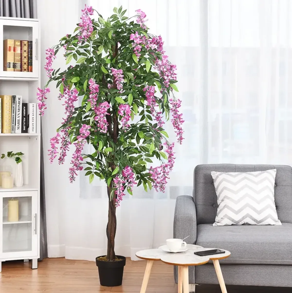 6-Feet Artificial Wisteria Silk Indoor-Outdoor Tree