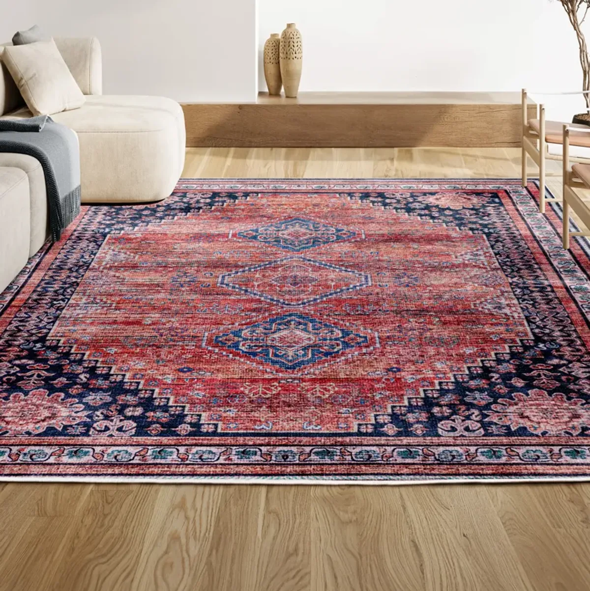 Dalyan Geometric Medallions Machine-Washable Area Rug