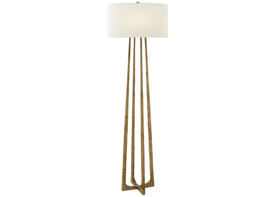 Scala Large Hand-Forged Floor Lamp in Gilded Iron