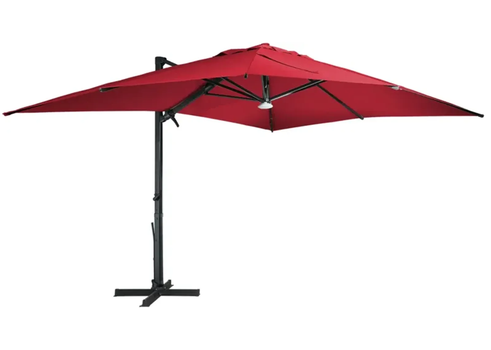 MONDAWE 13ft Square Solar LED Cantilever Patio Umbrella with Bluetooth Light for Outdoor Shade