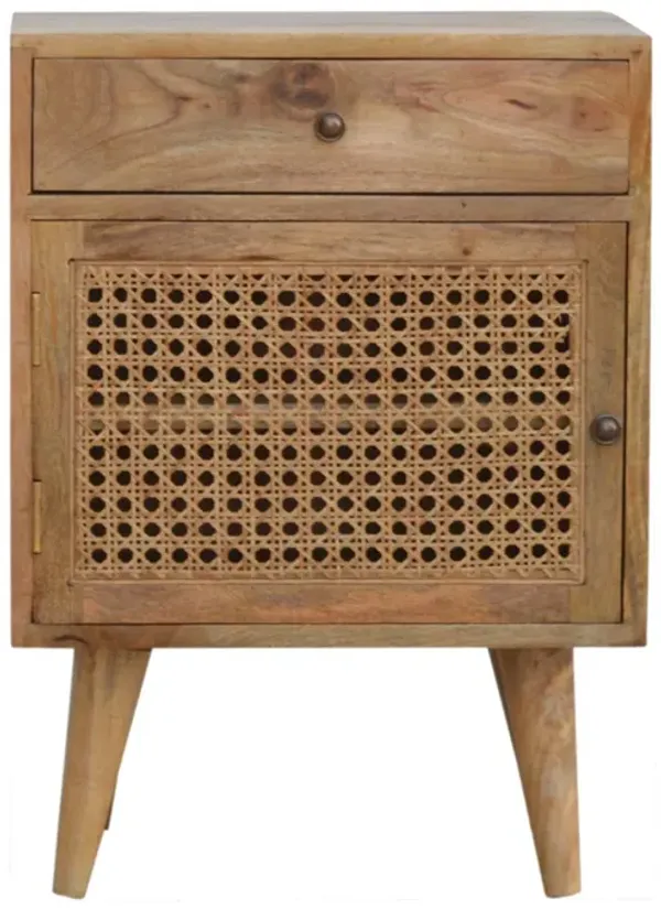 Solid Wood Rattan Door Front Nightstand