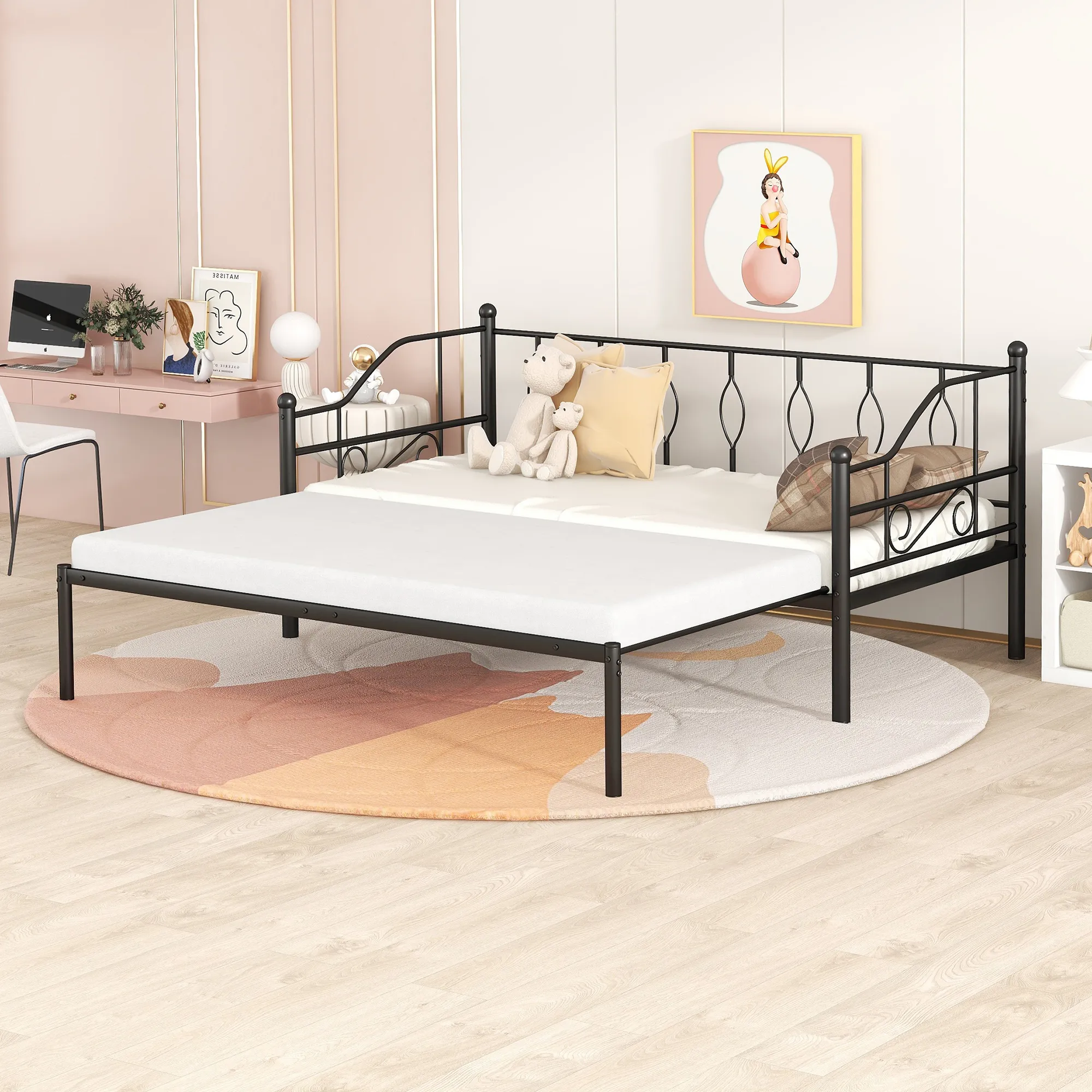 Merax Metal Daybed with Trundle