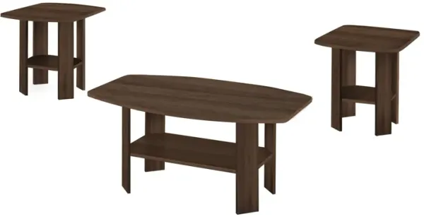 Monarch Specialties I 7872P Table Set, 3pcs Set, Coffee, End, Side, Accent, Living Room, Laminate, Walnut, Transitional