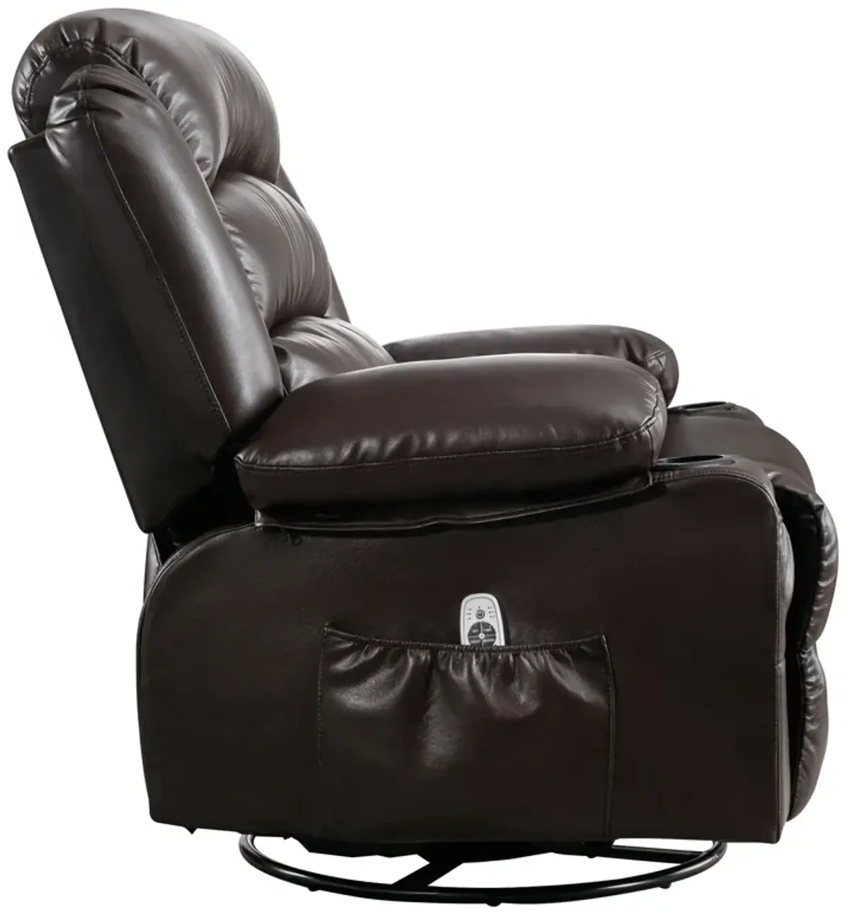 39.76 in. W Leather Recliner with Rocking, Remote Control, Tufted and Storage