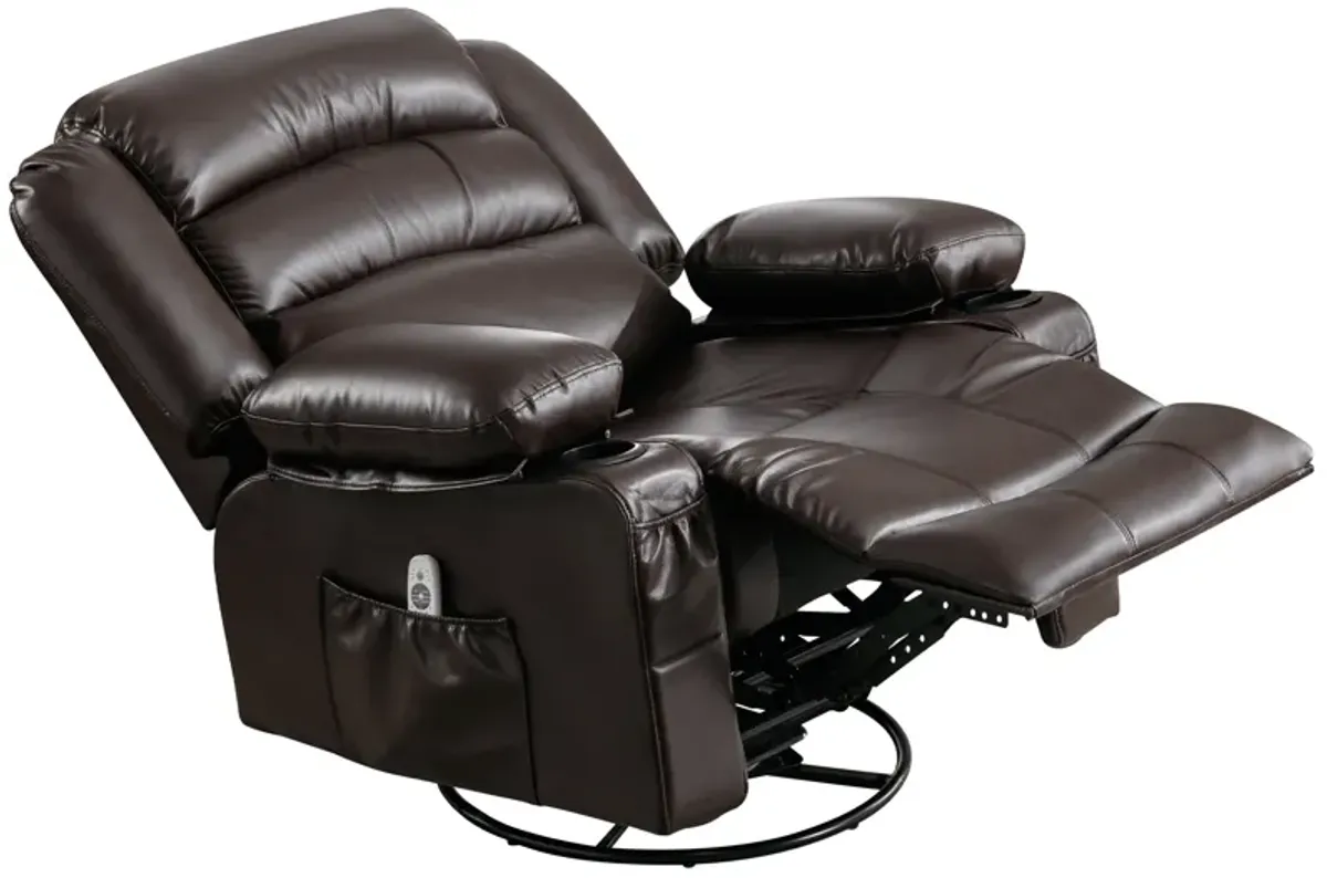 39.76 in. W Leather Recliner with Rocking, Remote Control, Tufted and Storage