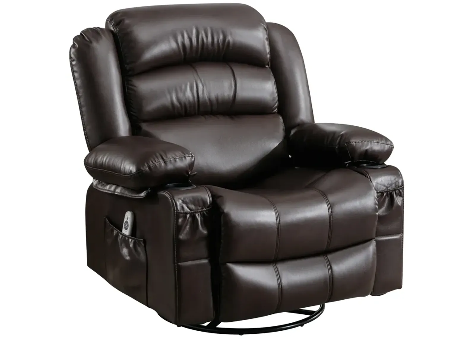 39.76 in. W Leather Recliner with Rocking, Remote Control, Tufted and Storage