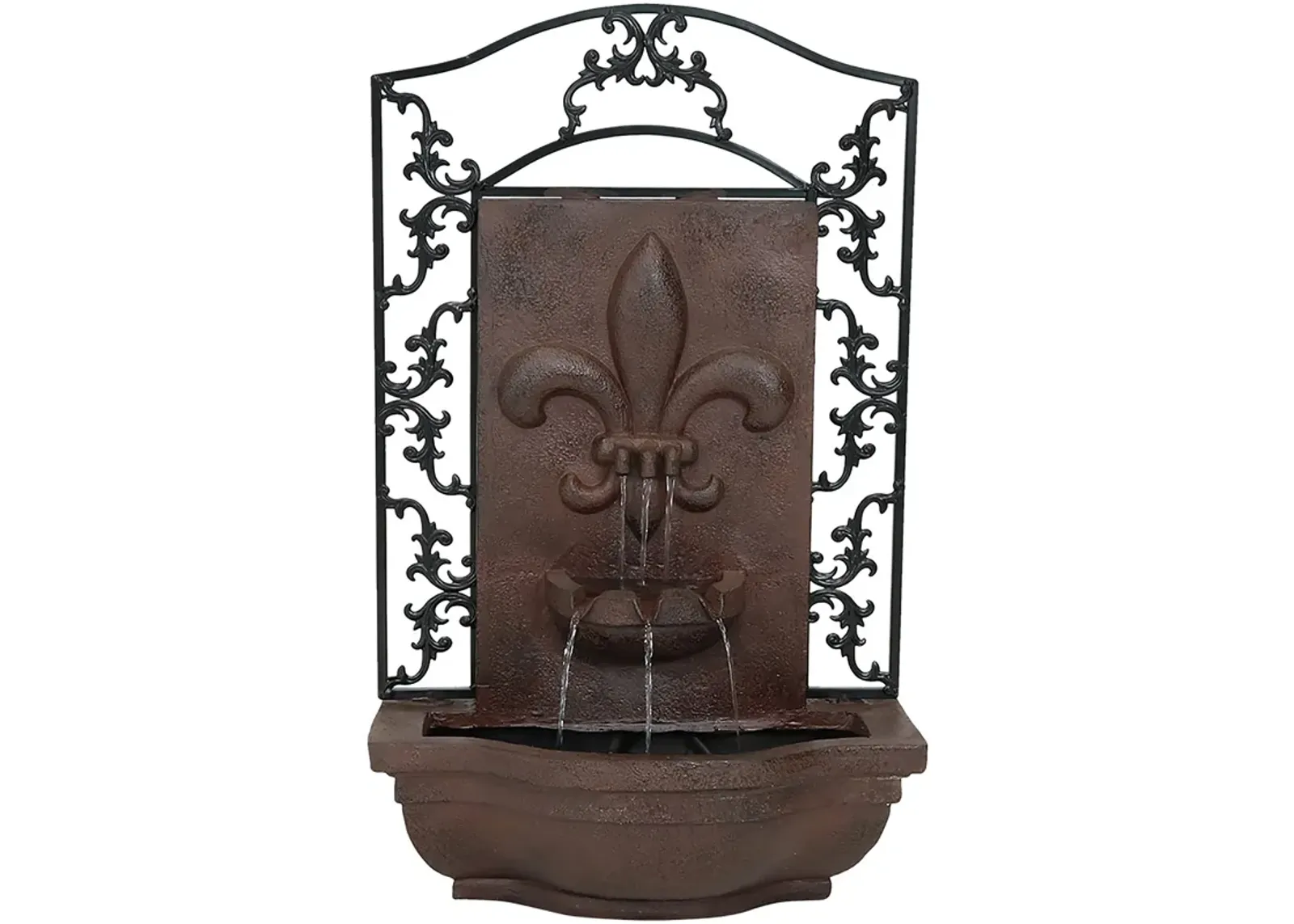 Sunnydaze French Lily Polystone Outdoor Solar Wall Fountain