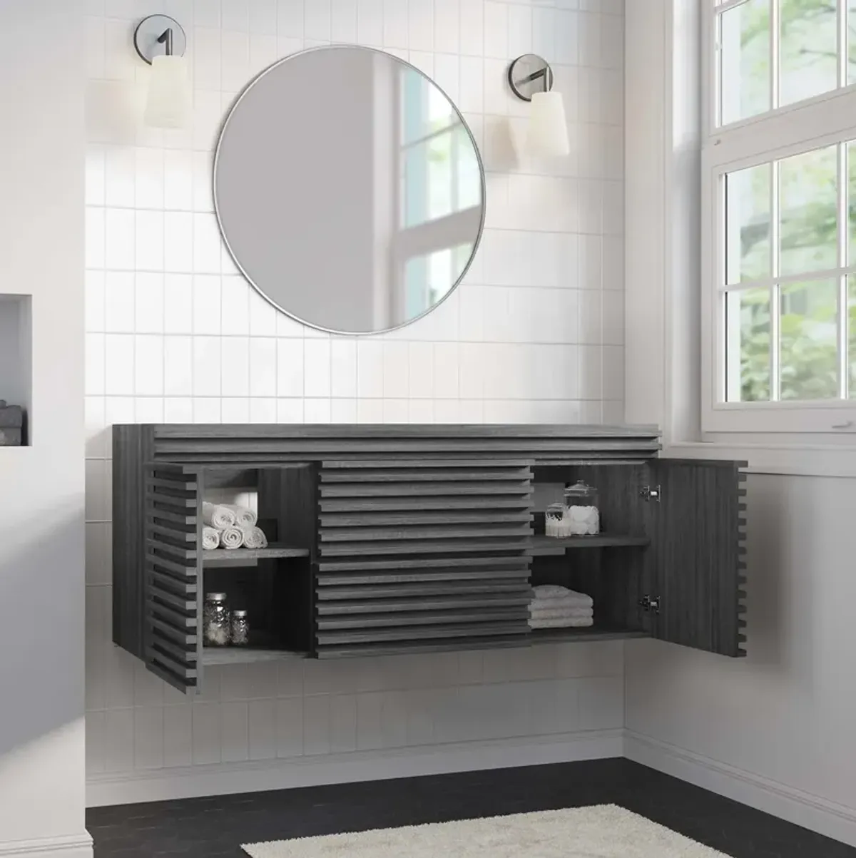 Render 48" Wall-Mount Bathroom Vanity Cabinet