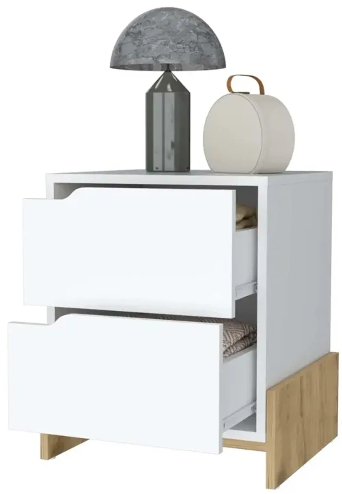 Ralston 2-Drawer Nightstand In White And Macadamia