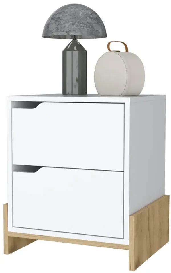 Streamdale Ralston 2-Drawer Nightstand In White And Macadamia