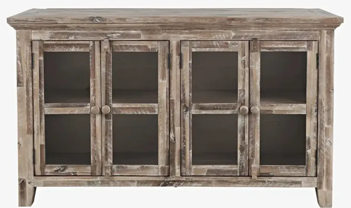 Jofran Rustic Shores 54 Coastal Distressed Acacia Four-Door Credenza Cabinet