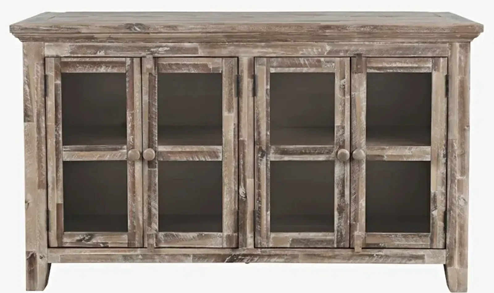 Jofran Rustic Shores 54 Coastal Distressed Acacia Four-Door Credenza Cabinet