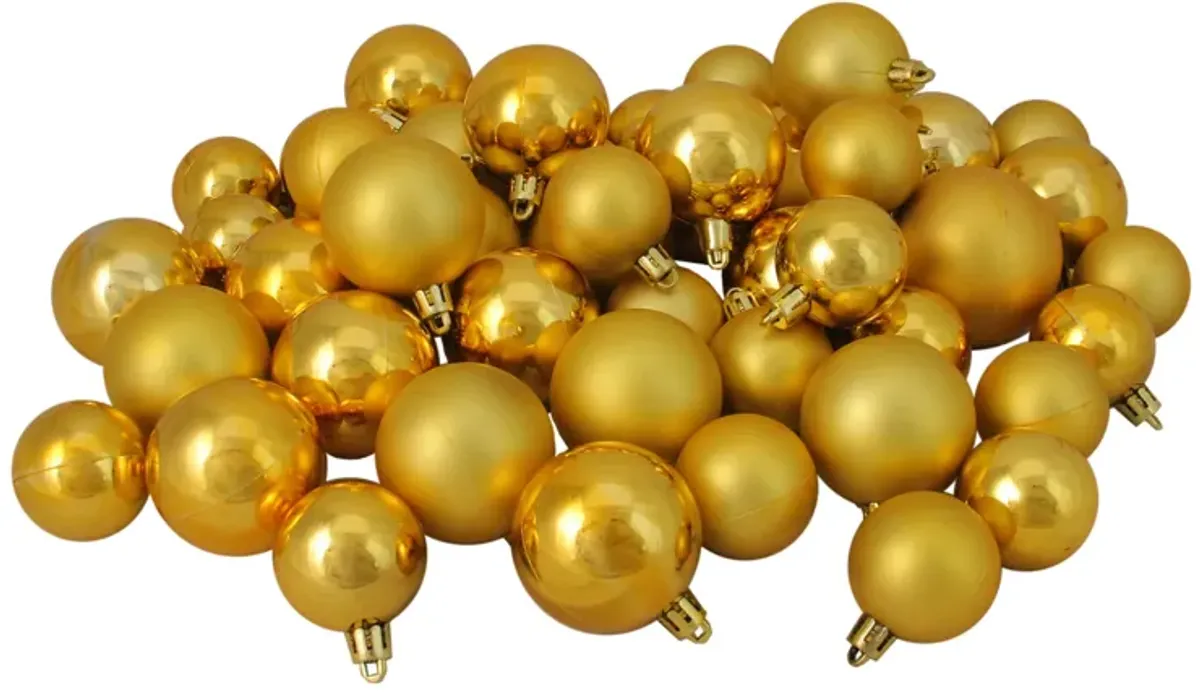 50ct Vegas Gold Shatterproof 2-Finish Christmas Ball Ornaments 2" (50mm)
