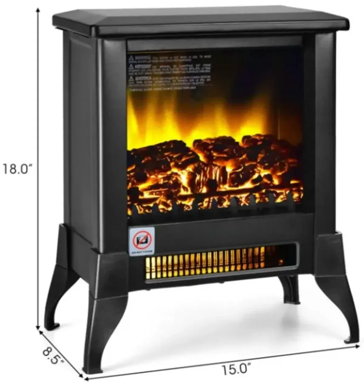 Hivvago Compact Portable Space Heater with Realistic Flame Effect-Black