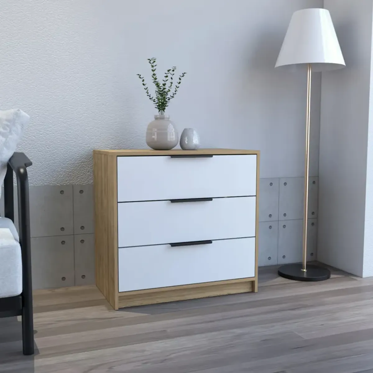 3 Drawers Dresser Maryland, Bedroom, White / Pine